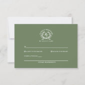 Elegante Sage Monogram Wappen Wedding RSVP Karte (Vorderseite)