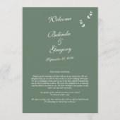 Elegante Sage Olive Green Script Hochzeitsreise Programm (Vorderseite)