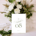 Elegante Sage on White Calligraphy Wedding Tischnummer<br><div class="desc">***Dieses Design ist Teil einer Zusammenstellung*** _______________________ Diese Designvorlage ist vollständig editierbar / vom Kunden anpassbar - klicken Sie auf die weitere Schaltfläche, wenn Sie das Design verschieben, hinzufügen, löschen oder erheblich ändern möchten __________________________ Haben Sie Fragen zum Design oder benötigen Sie weitere Designs oder Optionen, kontaktieren Sie mich bitte...</div>