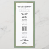 Elegante Sage Rose Gold Kupfer Palm Tree Hochzeit Programm (Rückseite)