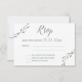 Elegante Sage RSVP-Karten für Hochzeiten mit Kranz RSVP Karte (Rückseite)