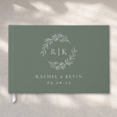 Elegante Sage und Silver Foliage Monogram Wedding Gästebuch
