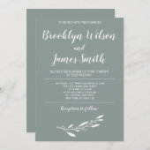 Elegante Sage Wedding Einladung Blumengrün (Vorne/Hinten)