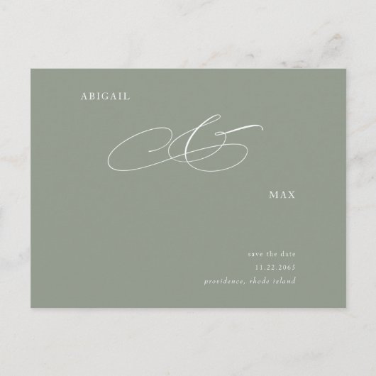 Elegante Sage Wedding Save the Date Announcement Postkarte (Vorderseite)