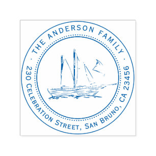 Elegante Sailboat Familienname & Rücksendeadresse Permastempel