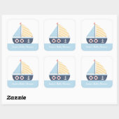 Elegante Sailboat Nautical Baby Shower Quadratischer Aufkleber (Blatt)