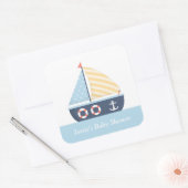 Elegante Sailboat Nautical Baby Shower Quadratischer Aufkleber (Umschlag)