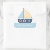 Elegante Sailboat Nautical Baby Shower Quadratischer Aufkleber (Tasche)