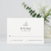 Elegante Sailboat Wedding RSVP Card (Stehend Vorderseite)