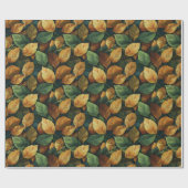 Elegante saisonale, grün-gelb-orangefarbene Herbst Geschenkpapier (Flach)
