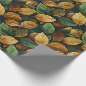Elegante saisonale, grün-gelb-orangefarbene Herbst Geschenkpapier (Ecke)