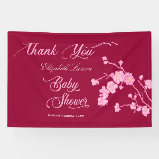 Elegante Sakura Cherry Blossoms Babydusche Banner (Horizontal)