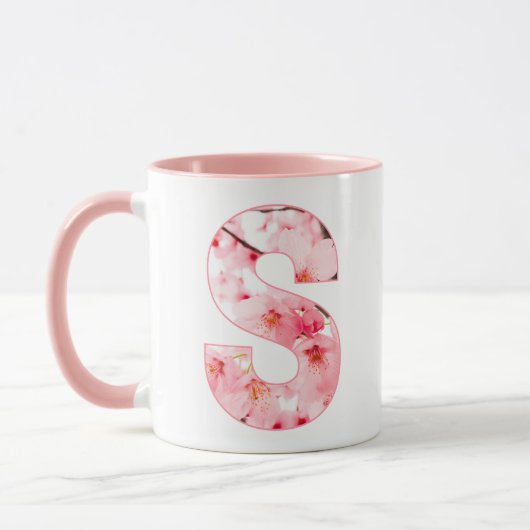 Elegante Sakura Custom-Tasse mit Letter S Tasse (Links)