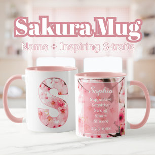 Elegante Sakura Custom-Tasse mit Letter S Tasse