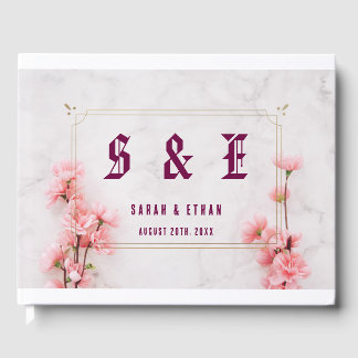 Elegante Sakura Rosa Blumenkirsche Blossom Hochzei Gästebuch