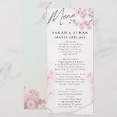 Elegante Sakura Rosa Blumenkirsche Blossom Hochzei Menükarte (Vorne/Hinten)