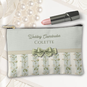 Elegante Salbei-Blumenstreifen-Hochzeitskoordinato Zubehörtasche