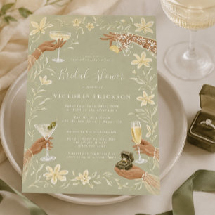 Elegante Salbei-Cocktail-Brautjungfer-Einladung Einladung