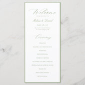 Elegante Salbei-Grün Botanische Hochzeit  Programm (Vorderseite)