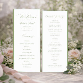 Elegante Salbei-Grün Botanische Hochzeit Programm