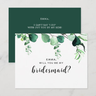 Elegante Salbei-Grün-Eukalyptus-Laub-Brautjungfer Postkarte