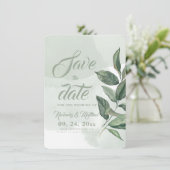 Elegante Salbei-Grün-Moderne-Hochzeit-Save-The-Dat Save The Date (Stehend Vorderseite)