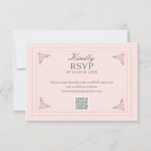 Elegante Salbei-grüne QR-Code-RSVP-Karte Dankeskarte