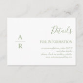 Elegante Salbei Initialen online Details Hochzeit Begleitkarte (Vorderseite)