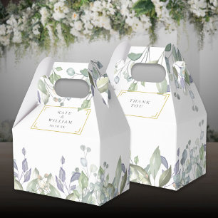 Elegante Salbei-Lila-Grünpflanzen-Hochzeit Geschenkschachtel