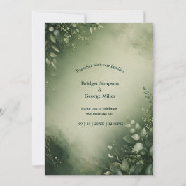 Elegante Salbei-Märchenwald-Botanik-Hochzeit Einladung