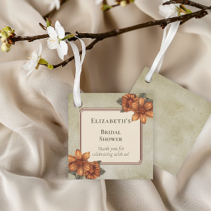 Elegante Salbei-Terrakotta-Blumen-Brautparty Geschenkanhänger