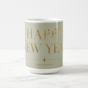 Elegante Salbei- und Gold-Frohes-Neues-Jahr-Grußka Kaffeetasse