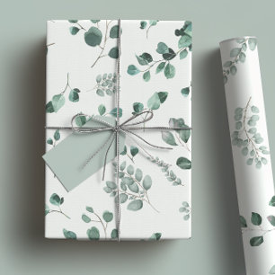 Elegante Salbei- und Waldgrün-Eukalyptus-Aquarell Geschenkpapier