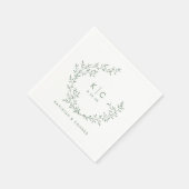 Elegante Salbeigrüne Anfangsbuchstaben Botanische Serviette (Ecke)