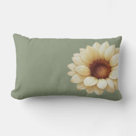 Elegante Salbeigrüne Aquarell-Sonnenblume Lendenkissen