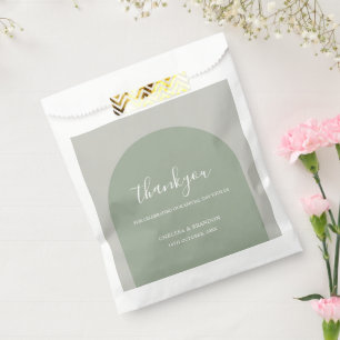 Elegante Salbeigrüne Arch Boho Hochzeits-Dankeschö Geschenktütchen