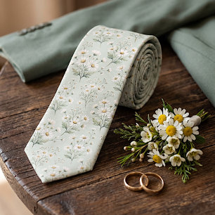 Elegante Salbeigrüne Blumenhochzeitskrawatte Krawatte
