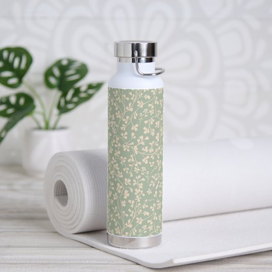 Elegante Salbeigrüne Botanik Trinkflasche (Yoga (gedreht))