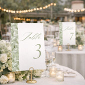 Elegante Salbeigrüne Botanische Hochzeit  Tischnummer