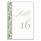 Elegante Salbeigrüne Botanische Hochzeit  Tischnummer (Rückseite)