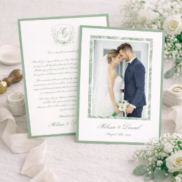 Elegante Salbeigrüne Botanische Hochzeits-Dankeska Dankeskarte