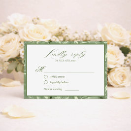 Elegante Salbeigrüne Botanische Hochzeits-RSVP-Kar RSVP Karte