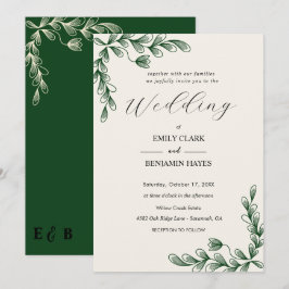 Elegante Salbeigrüne Botanische Hochzeitseinladung Einladung