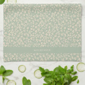 Elegante Salbeigrüne Botanische Personalisierte Geschirrtuch (Gefaltet)