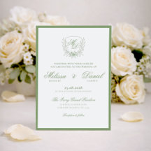 Elegante Salbeigrüne Botanische Wappen-Hochzeit