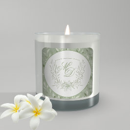 Elegante Salbeigrüne Botanische Wappen Hochzeit Quadratischer Aufkleber