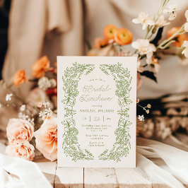 Elegante Salbeigrüne Florale Braut-Luncheon Einladung