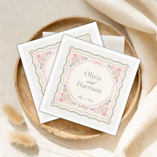 Elegante Salbeigrüne Florale Hochzeits-Cocktailser Serviette