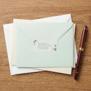 Elegante salbeigrüne florale Hochzeitsadresse Adressaufkleber