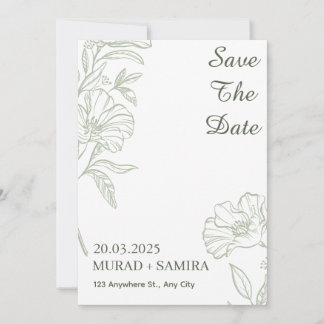 Elegante Salbeigrüne Florale Save-the-Date-Karte Einladung